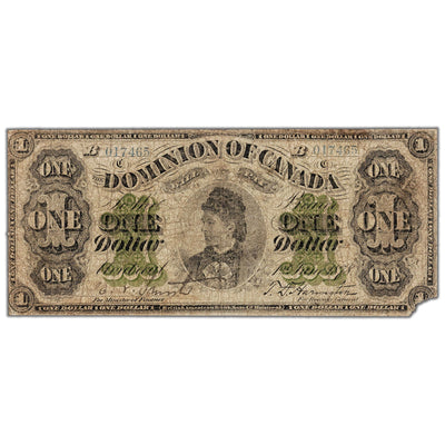$1 1878 Dominion of Canada Note Payable at Montreal DC-8e-ii - Missing Corner