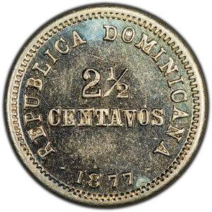 SOLD Dominican Republic 1877 2 1/2 Centavos Coin - Scarce Issue!