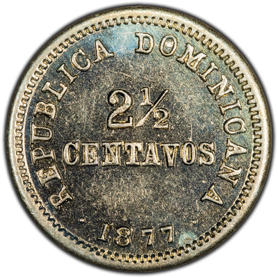 SOLD Dominican Republic 1877 2 1/2 Centavos Coin - Scarce Issue!