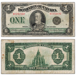 $1 1923 Dominion of Canada Note Black Seal Series D DC-25n - Fine