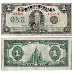 $1 1923 Dominion of Canada Note Black Seal Series D DC-25n - Fine