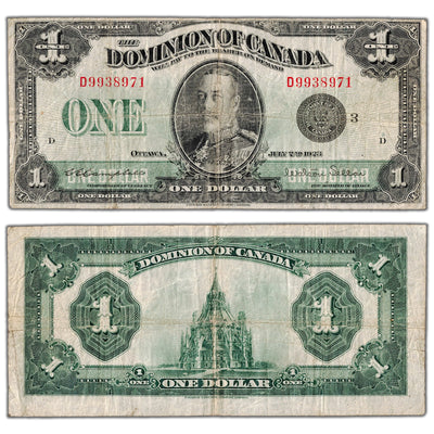 $1 1923 Dominion of Canada Note Black Seal Series D DC-25n - Fine