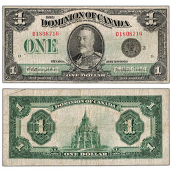$1 1923 Dominion of Canada Note Black Seal Series D DC-25n - VG/F