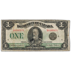 $1 1923 Dominion of Canada Note Black Seal Series D DC-25n - VG/F