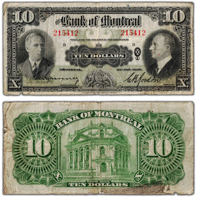 Bank of Montreal 1938 $10 Chartered Note #505-62-04 - Minor Issues