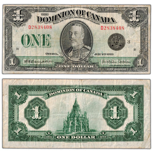 $1 1923 Dominion of Canada Note Black Seal Series D DC-25n - F/VF