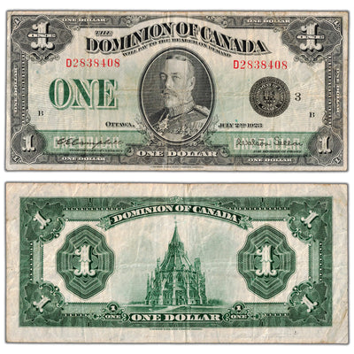$1 1923 Dominion of Canada Note Black Seal Series D DC-25n - F/VF