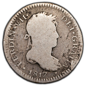 Peru 1817 1 One Real Silver Coin KM #114