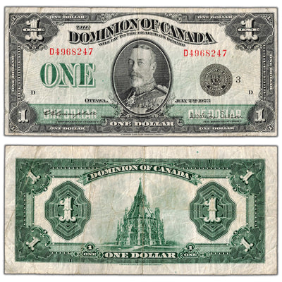 $1 1923 Dominion of Canada Note Black Seal Series D DC-25n - F/VF