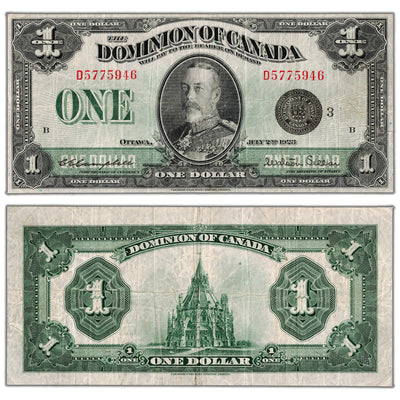 $1 1923 Dominion of Canada Note Black Seal Series D DC-25n - F/VF