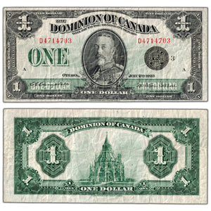 $1 1923 Dominion of Canada Note Black Seal Series D DC-25n - F/VF