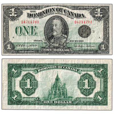 $1 1923 Dominion of Canada Note Black Seal Series D DC-25n - F/VF