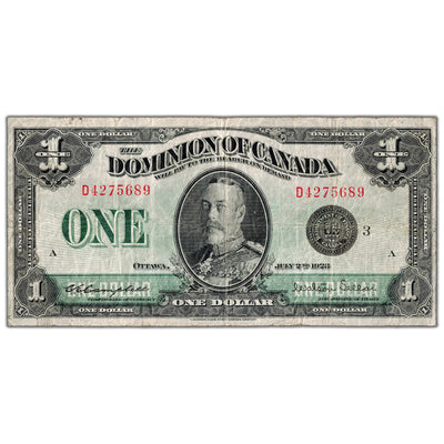 $1 1923 Dominion of Canada Note Black Seal Series D DC-25n - F/VF