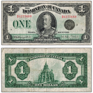$1 1923 Dominion of Canada Note Black Seal Series D DC-25n - F/VF