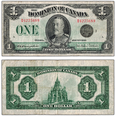 $1 1923 Dominion of Canada Note Black Seal Series D DC-25n - F/VF