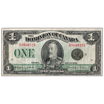 $1 1923 Dominion of Canada Note Black Seal Series D DC-25n - F/VF