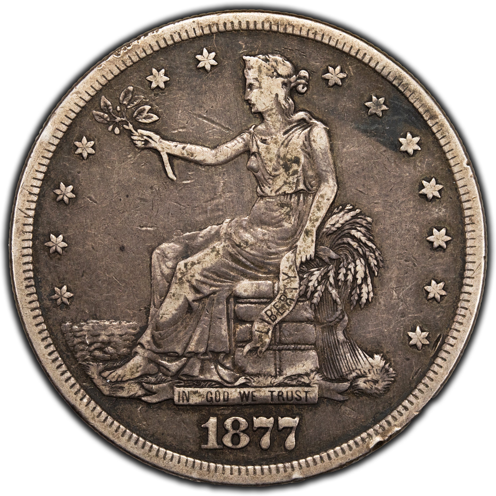 SOLD United States 1877-S $1 Trade Dollar Silver Coin - Light Rim Hits ...