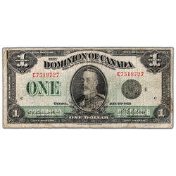 $1 1923 Dominion of Canada Note Black Seal Series E DC-25o - Fine