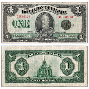 $1 1923 Dominion of Canada Note Black Seal Series D DC-25n - F/VF