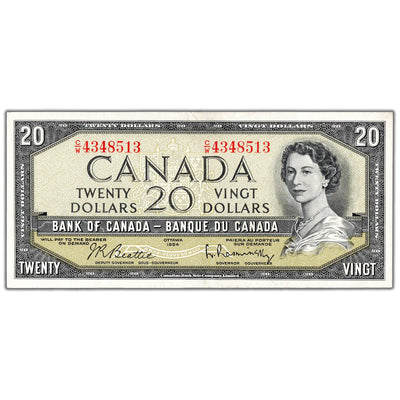 $20 1954 Bank of Canada Note Beattie-Rasminsky C/W Prefix BC-41b - EF