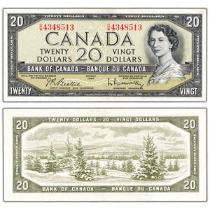 $20 1954 Bank of Canada Note Beattie-Rasminsky C/W Prefix BC-41b - EF