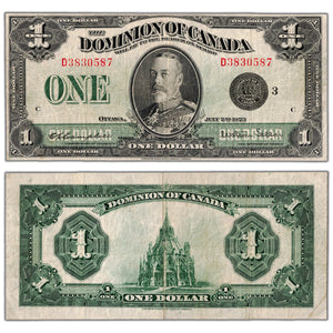 $1 1923 Dominion of Canada Note Black Seal Series D DC-25n - F/VF