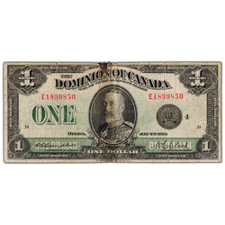 SOLD $1 1923 Dominion of Canada Note Black Seal Series E DC-25o - Filler/Tape