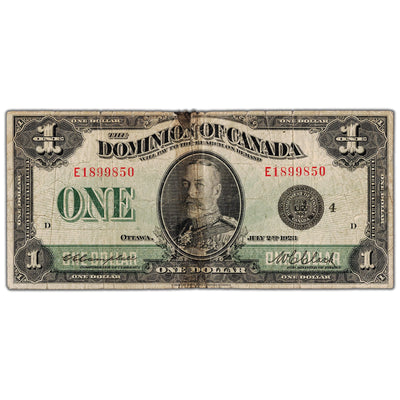 SOLD $1 1923 Dominion of Canada Note Black Seal Series E DC-25o - Filler/Tape