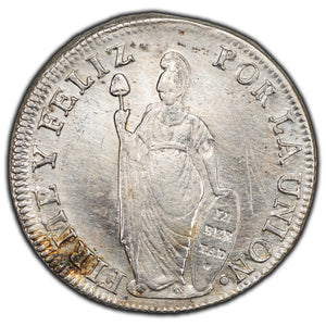 Peru 1831 Lima MM 8 Reales Silver Coin KM #142.3 - Cleaned/Filled Rim