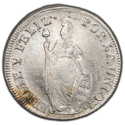 Peru 1831 Lima MM 8 Reales Silver Coin KM #142.3 - Cleaned/Filled Rim