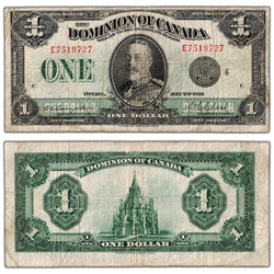 $1 1923 Dominion of Canada Note Black Seal Series E DC-25o - Fine