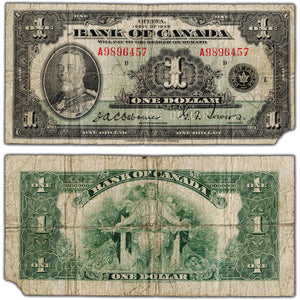 $1 1935 Bank of Canada Note Letter 'A' English Text BC-1 - Missing Corner
