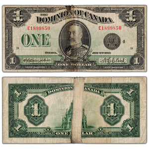 SOLD $1 1923 Dominion of Canada Note Black Seal Series E DC-25o - Filler/Tape