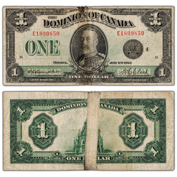SOLD $1 1923 Dominion of Canada Note Black Seal Series E DC-25o - Filler/Tape