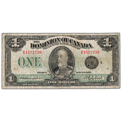 $1 1923 Dominion of Canada Note Black Seal Series E DC-25o - VG