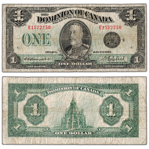 $1 1923 Dominion of Canada Note Black Seal Series E DC-25o - VG