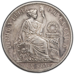 SOLD Peru 1887-TF 1 One Sol Silver Coin KM #196