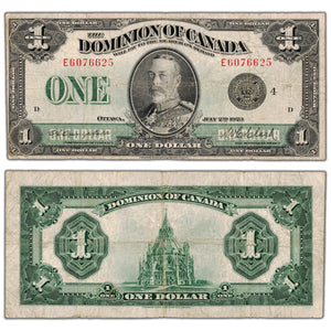 $1 1923 Dominion of Canada Note Black Seal Series E DC-25o - Fine