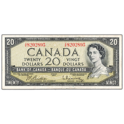 $20 1954 Bank of Canada Note Beattie-Rasminsky V/E Prefix BC-41b - VF