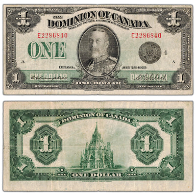$1 1923 Dominion of Canada Note Black Seal Series E DC-25o - Fine