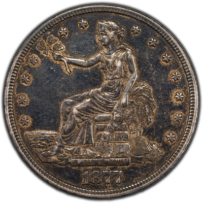United States 1877 $1 Trade Dollar Silver Coin - Old Cleaning