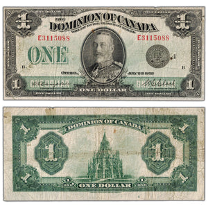 $1 1923 Dominion of Canada Note Black Seal Series E DC-25o - Minor Tape