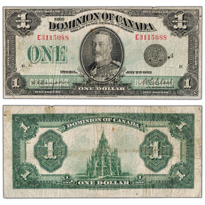 $1 1923 Dominion of Canada Note Black Seal Series E DC-25o - Minor Tape