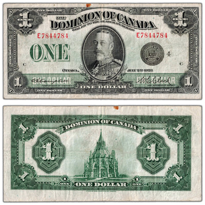 $1 1923 Dominion of Canada Note Black Seal Series E DC-25o - VF (minor rust)