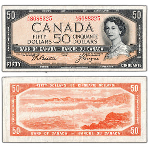 $50 1954 Bank of Canada Note Beattie-Coyne A/H Prefix BC-42a - VF