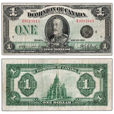 $1 1923 Dominion of Canada Note Black Seal Series E DC-25o - F/VF