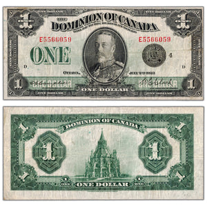 SOLD $1 1923 Dominion of Canada Note Black Seal Series E DC-25o - F/VF