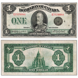 SOLD $1 1923 Dominion of Canada Note Black Seal Series E DC-25o - F/VF