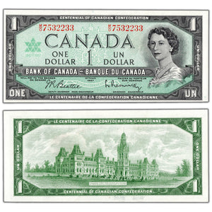 $1 1967 Bank of Canada Note Beattie-Rasminsky M/O Prefix BC-45b - AU-58
