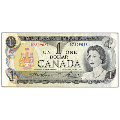 $1 1973 Bank of Canada Note LD Prefix 4 Digit Radar BC-46a - VF